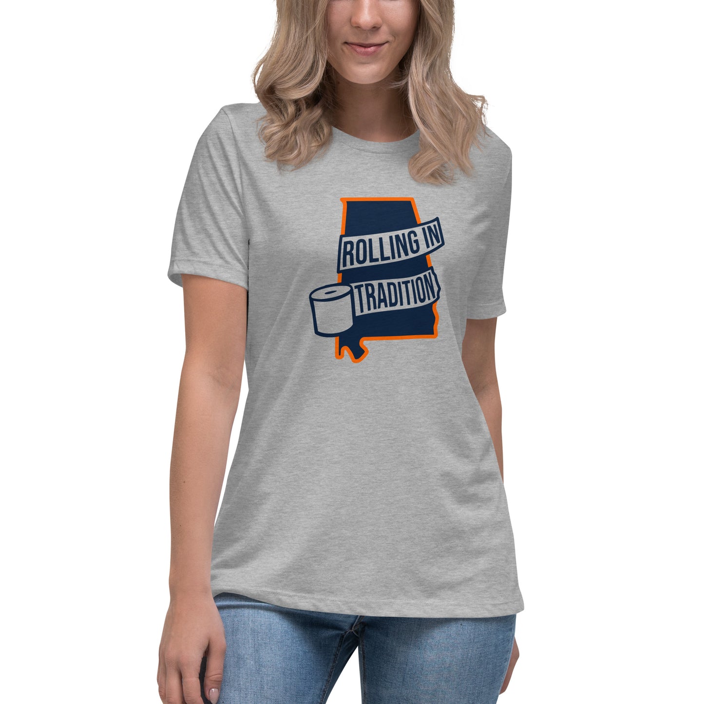 Women's Gray Bella T-shirt - Rolling in Tradition State Logo
